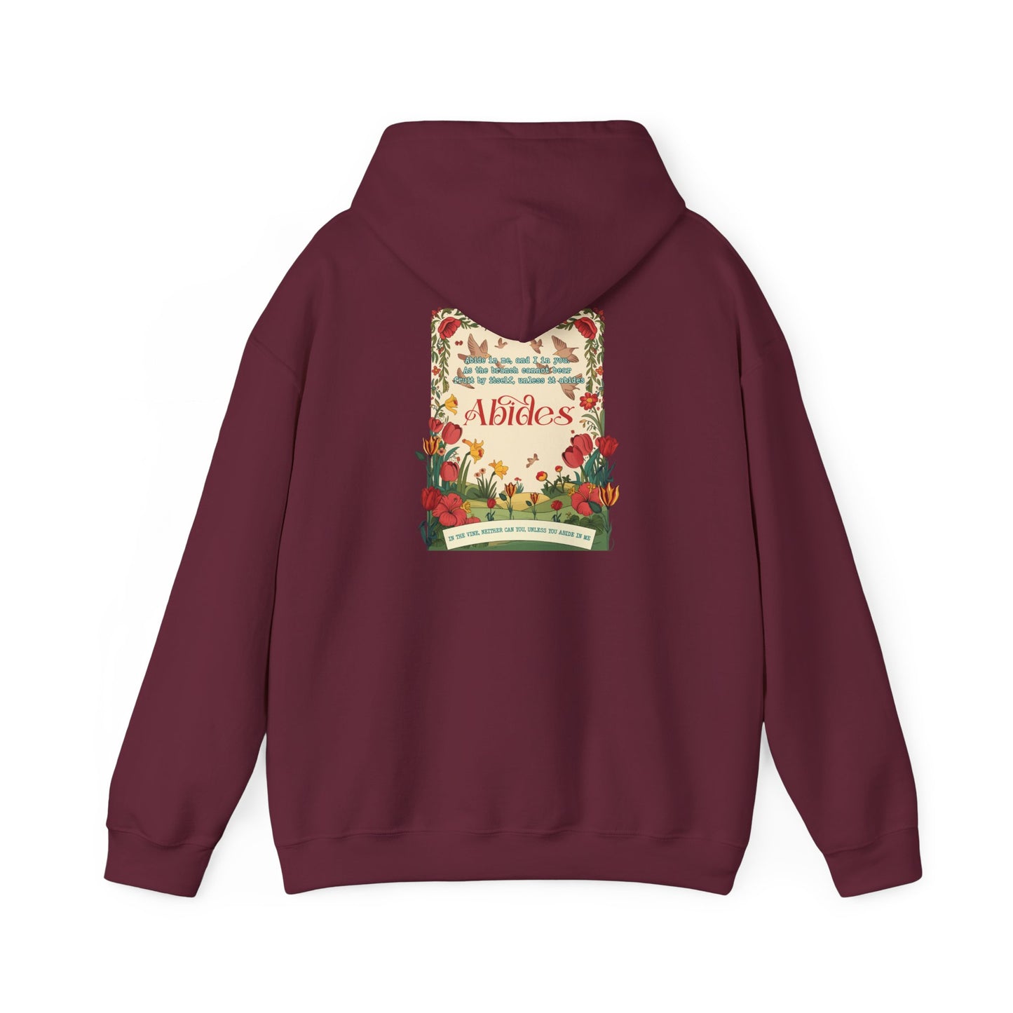 Abide in Me Hoodie – Faithful Blooms Bible Scripture Christian Pullover