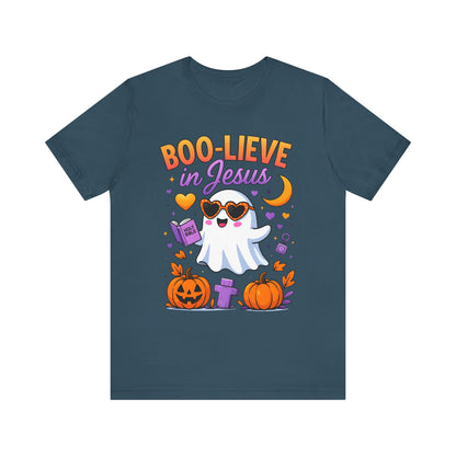 Boo-lieve in Jesus Shirt – Pastel Ghost Funny Christian Halloween Faith Tee