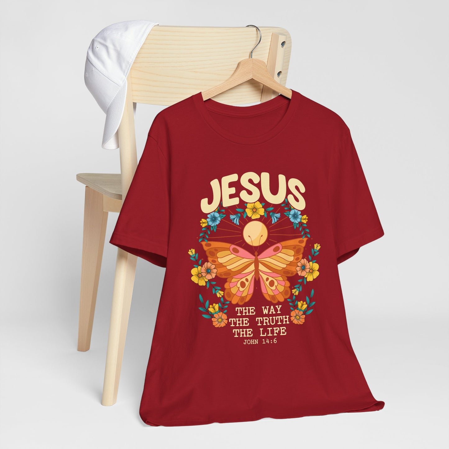 Jesus Butterfly Wildflower Shirt – John 14:6 Scripture Floral Christian Tee