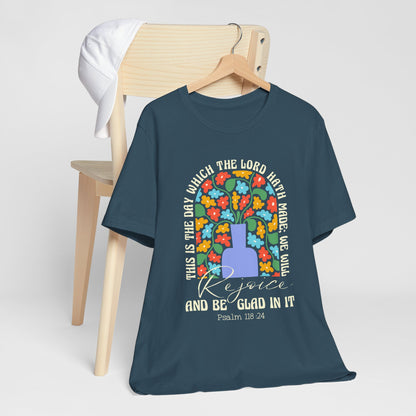 Rejoice and Be Glad In It Shirt – Boho Floral Christian Psalm 118:24 Faith Tee