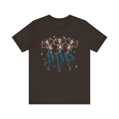 Halloween Western Dancing Skeletons Cowboy Creepy Country T-Shirt