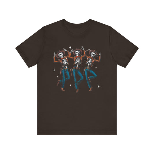 Halloween Western Dancing Skeletons Cowboy Creepy Country T-Shirt