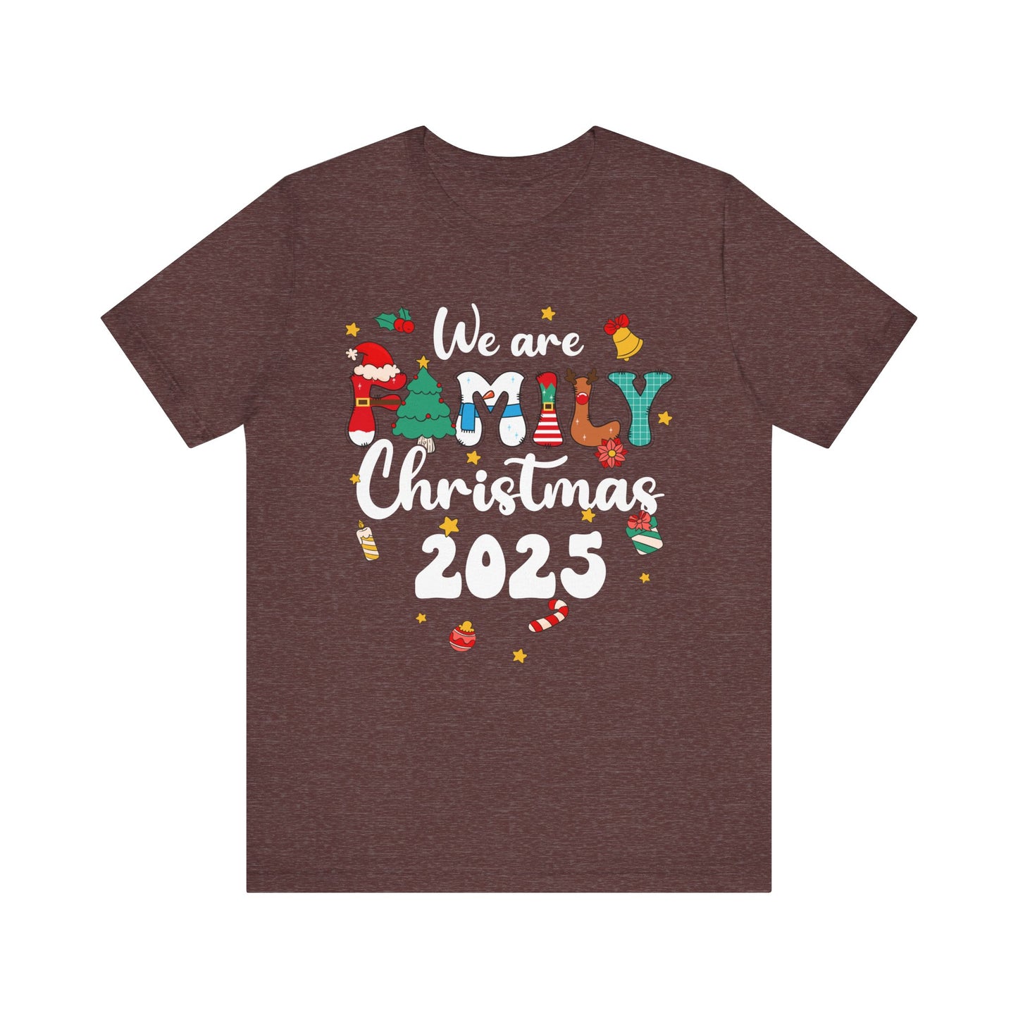 We Are Family Christmas 2025 Shirt – Groovy Snowman & Xmas Tree Matching Tee
