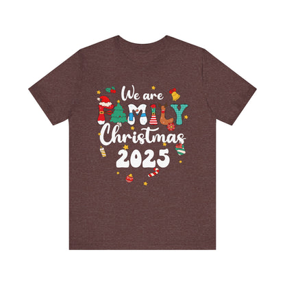 We Are Family Christmas 2025 Shirt – Groovy Snowman & Xmas Tree Matching Tee