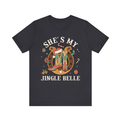 She’s My Jingle Bell Shirt – Cute Western Cowboy Cowgirl Matching Christmas Tee