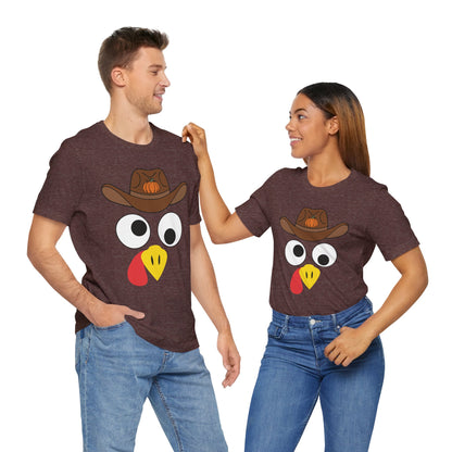 Thanksgiving Couples Turkey Face Shirt – Funny Cowboy & Cowgirl Matching Tee