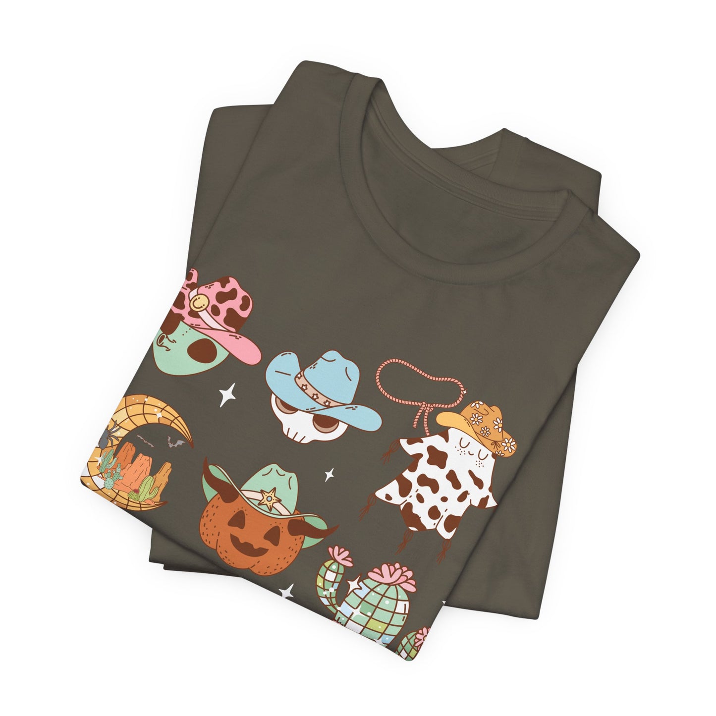 Western Halloween Cowboy Alien Rodeo Skull Spooky Ghost Kids T-Shirt