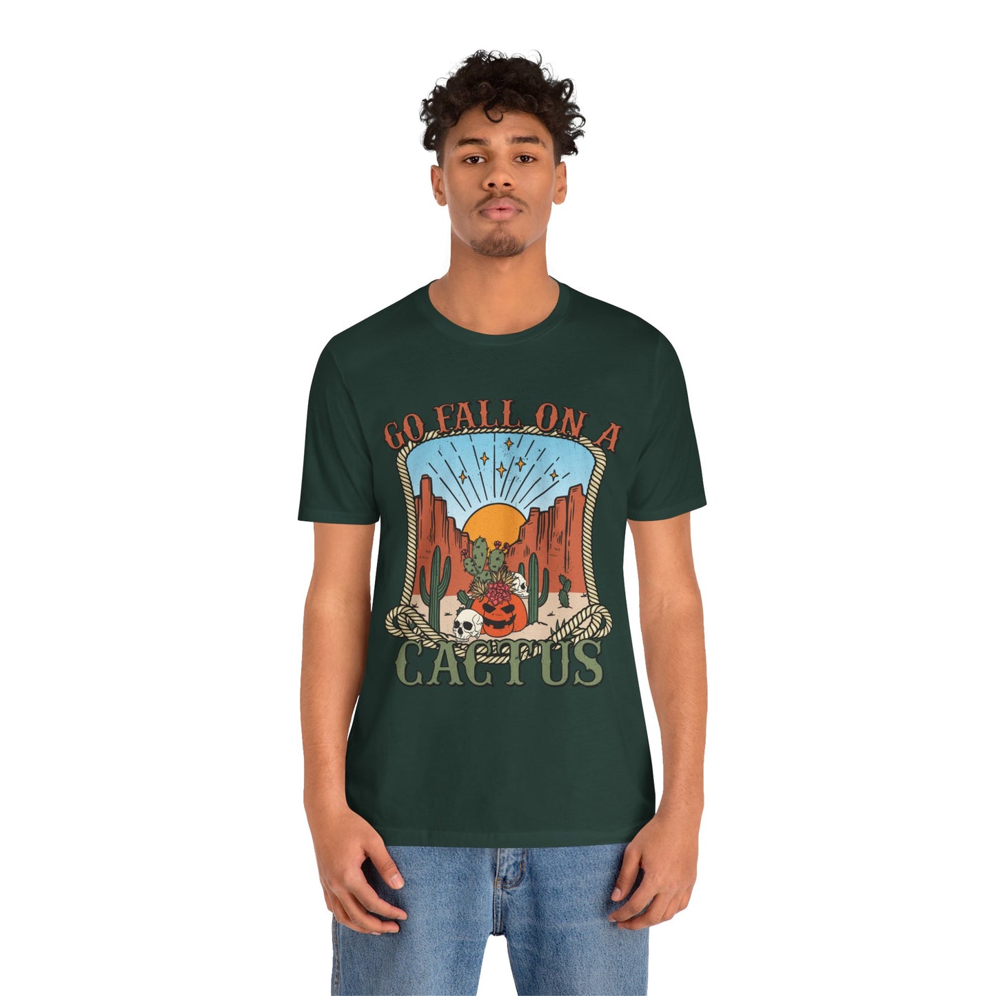 Go Fall On A Cactus Shirt Funny Western Pumpkin Halloween Howdy Tee