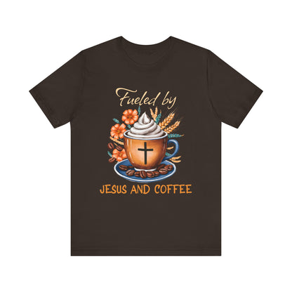 Fueled by Jesus & Coffee Shirt – Christian Faith God Cross Cup Tee