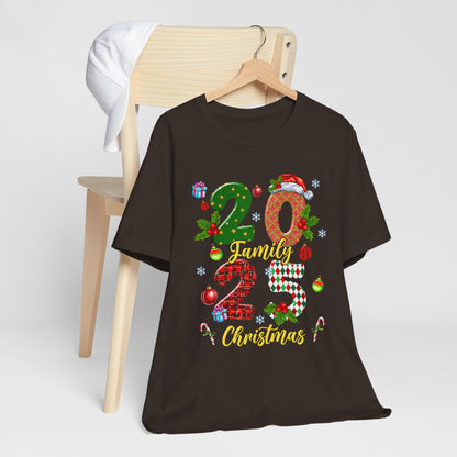 2025 Family Christmas Shirt – Red Plaid Santa Hat Matching Holiday Tee
