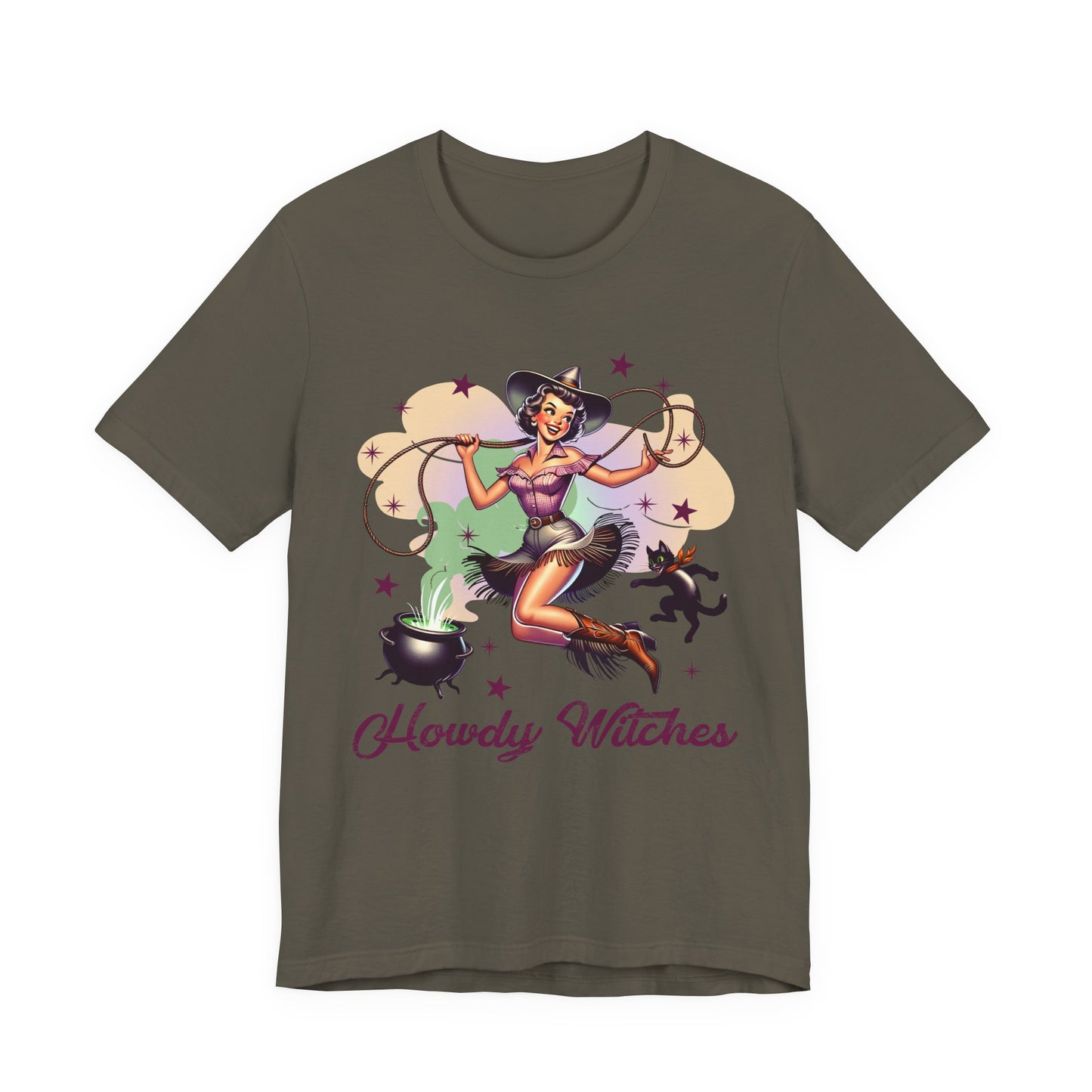 Howdy Witches Cowgirl Halloween Rodeo Western Black Cat T-Shirt