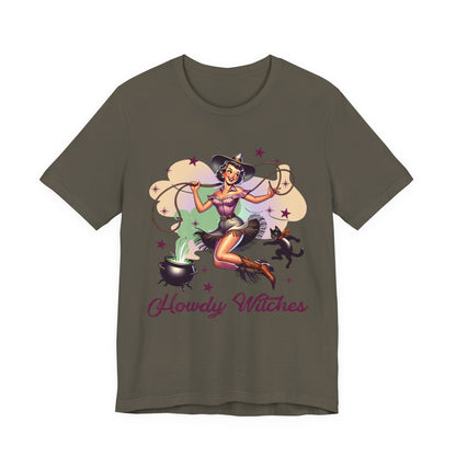 Howdy Witches Cowgirl Halloween Rodeo Western Black Cat T-Shirt