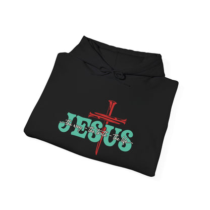 The Way Truth Life Christ Jesus Cross Nails Christian Bible Hoodie