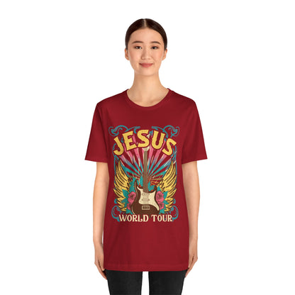Jesus World Tour Shirt – Retro 70s 80s Rock Concert Guitar Christian Tee