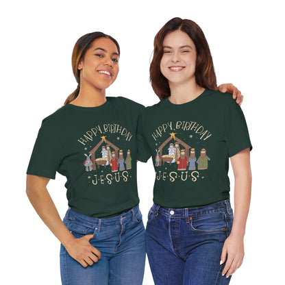 Nativity Happy Birthday Jesus Shirt – Christian Faith-Filled Christmas Tee