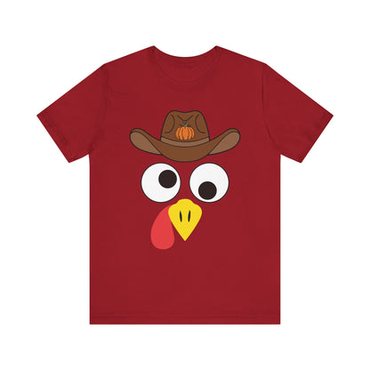 Thanksgiving Couples Turkey Face Shirt – Funny Cowboy & Cowgirl Matching Tee