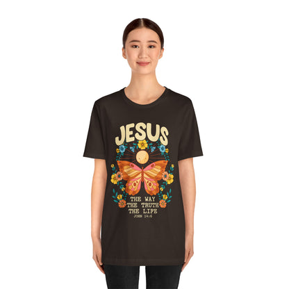 Jesus Butterfly Wildflower Shirt – John 14:6 Scripture Floral Christian Tee