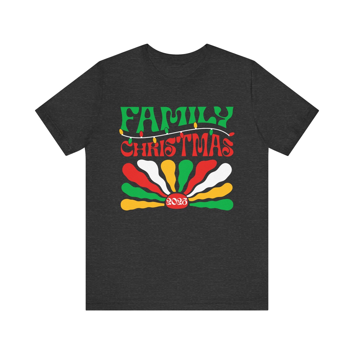 Family Christmas 2025 Shirt – Retro Groovy Matching Holiday Sunburst Tee
