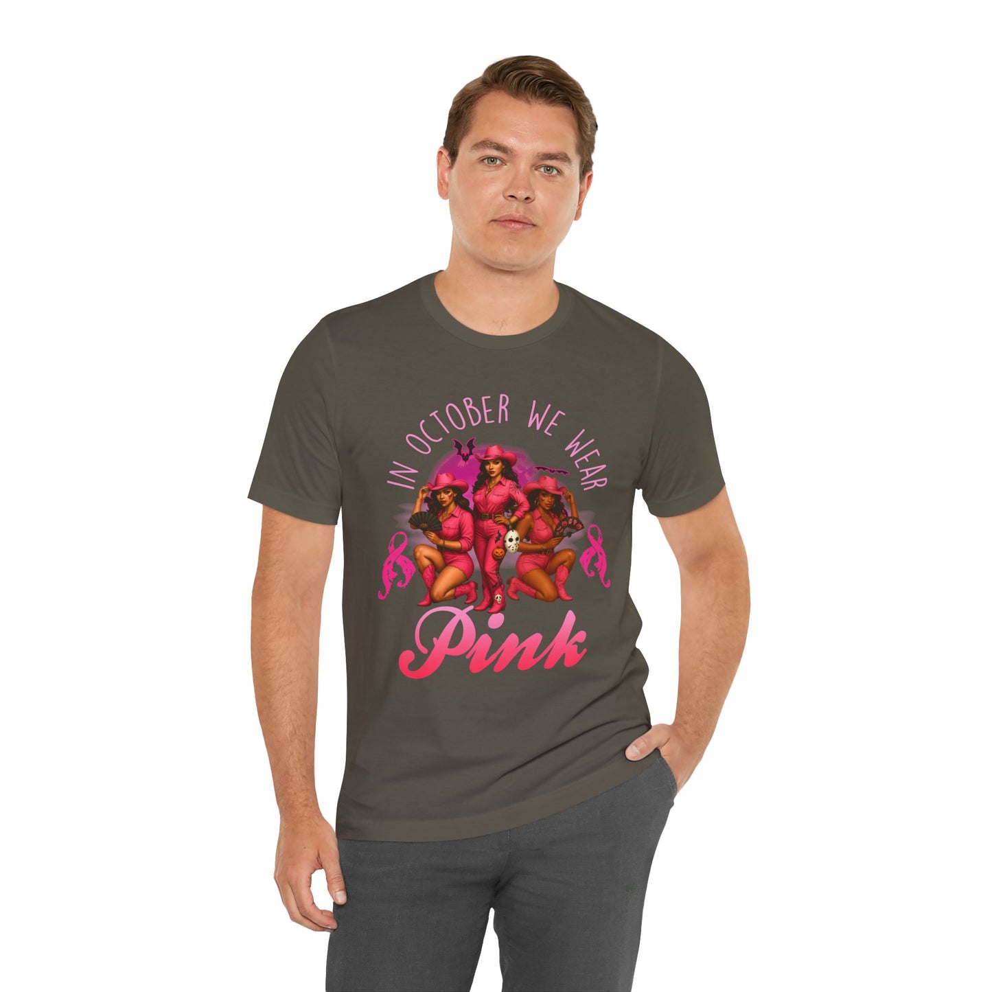 In October We Wear Pink Shirt – Western Cowgirl Breast Cancer Awareness Tee