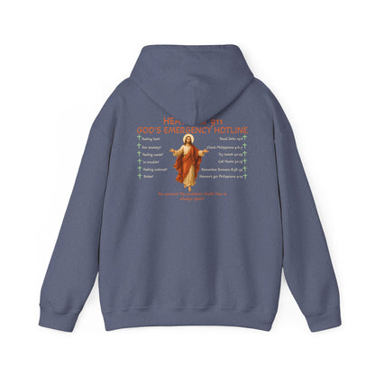 Heavenly 911 Hoodie – God’s Emergency Hotline Christian Bible Verse Pullover