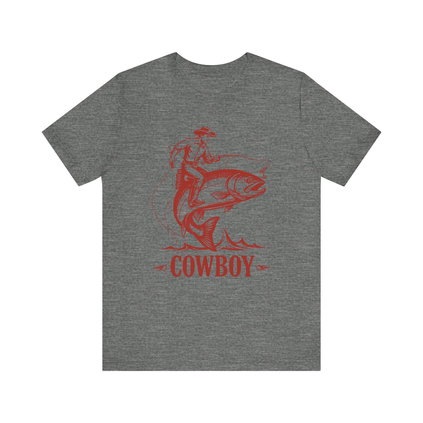 Cowboy Riding a Giant Fish Shirt – Vintage Western Fishing Rodeo Tee