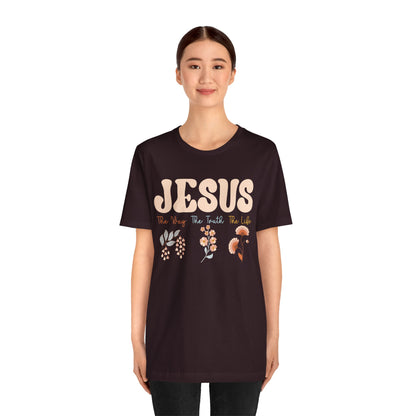 Jesus The Way The Truth The Life Shirt – Groovy Floral John 14:6 Christian Tee