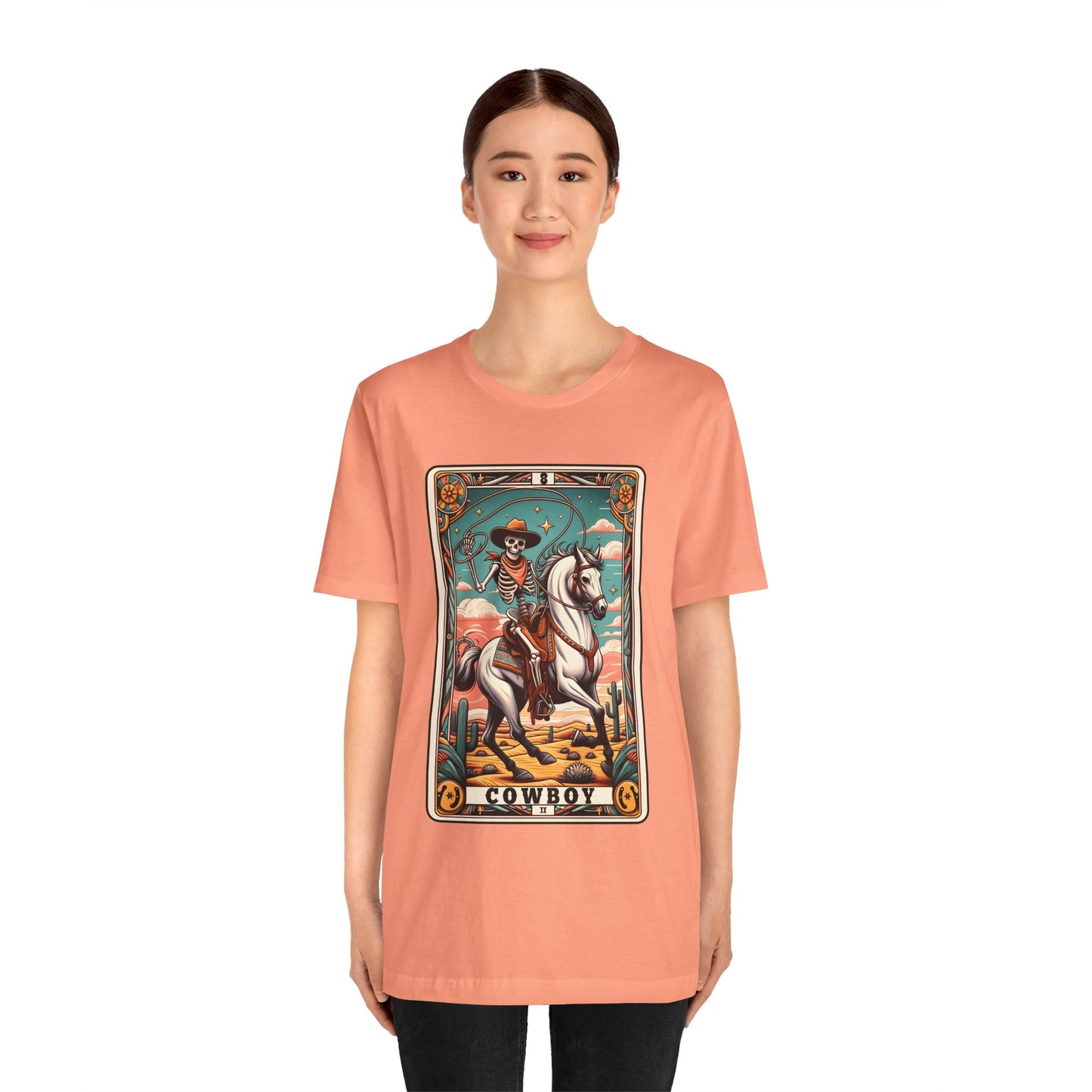 Cowboy Skeleton Tarot Card Shirt – Western Howdy Texas Rodeo Tee