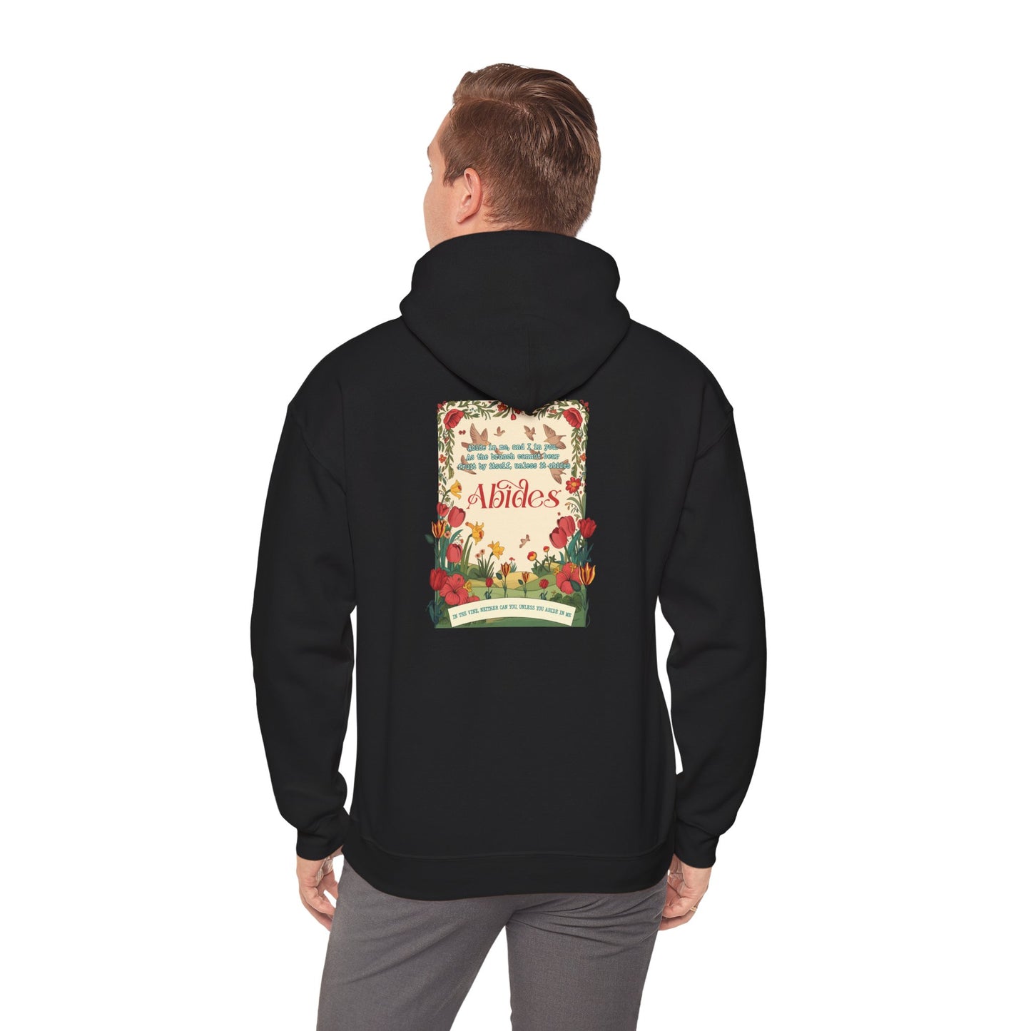 Abide in Me Hoodie – Faithful Blooms Bible Scripture Christian Pullover