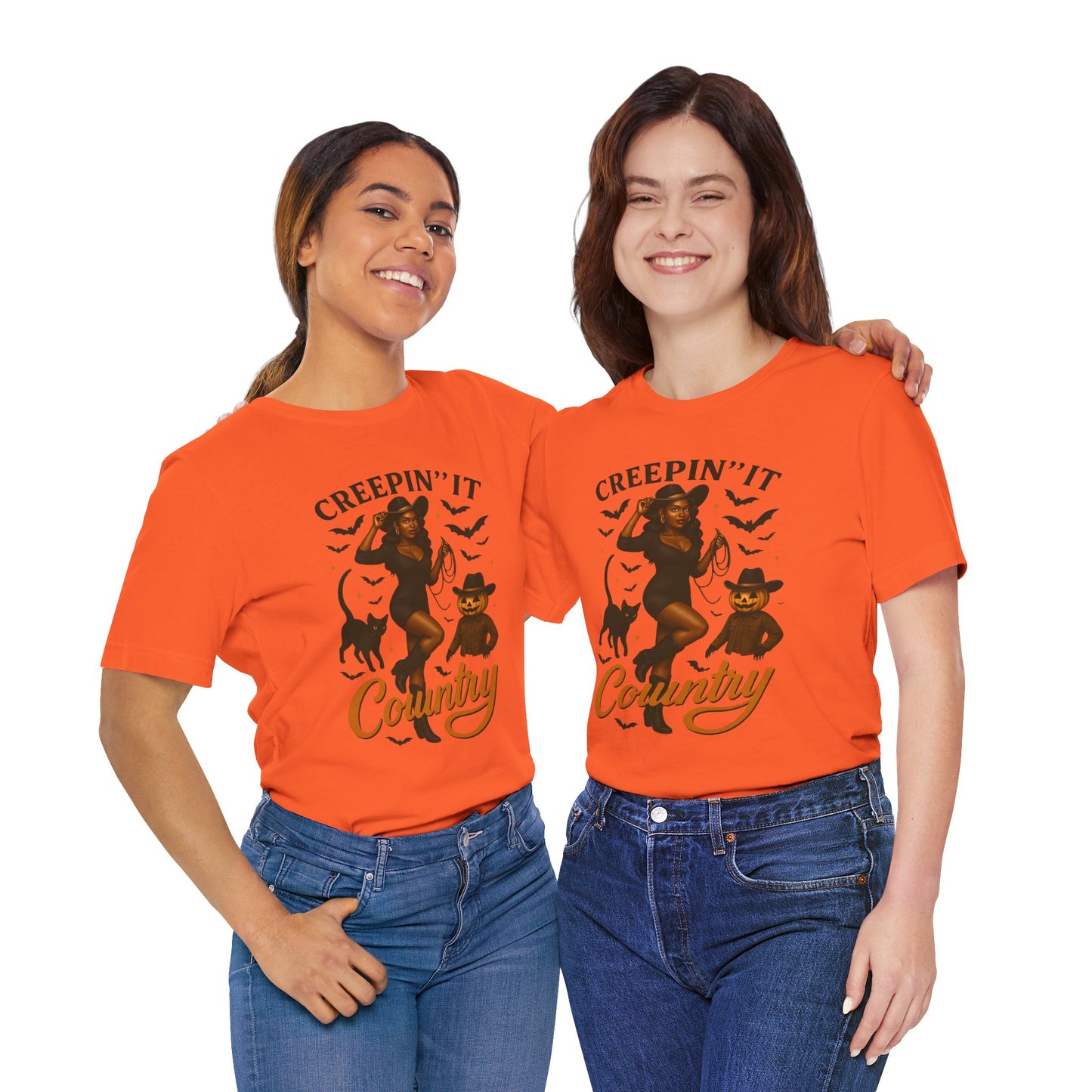 Creepin’ It Country Shirt – Spooky Cowgirl Pumpkin Western Halloween Tee