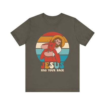 Hey Devil Jesus Has Your Back T-Shirt, Funny Christian Retro Halloween Tee