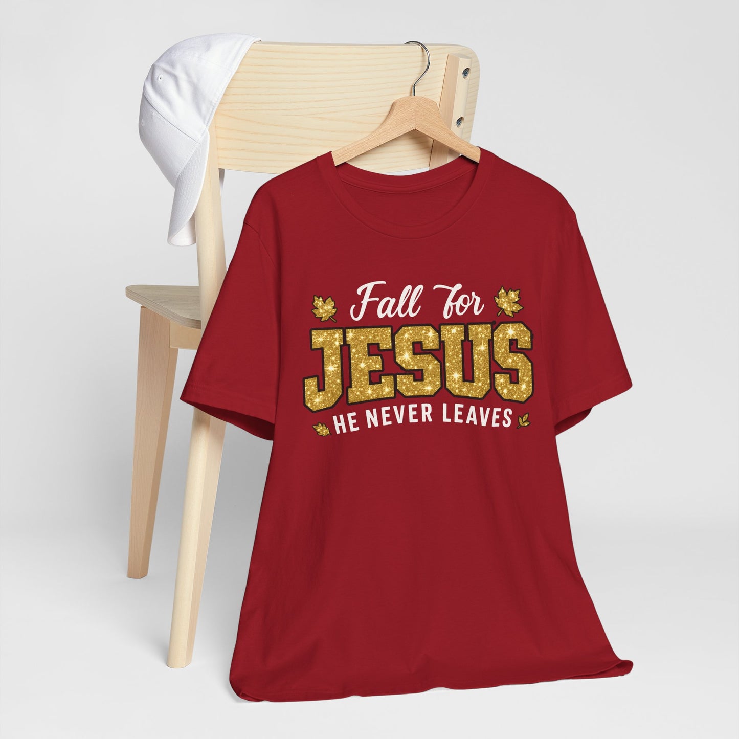 Fall for Jesus He Never Leaves Shirt – Christian Autumn Leaves Thanksgiving Tee