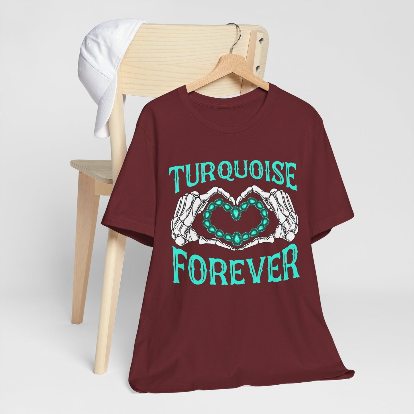 Western Turquoise Forever Shirt – Gemstone Skeleton Hand Heart Rodeo Tee