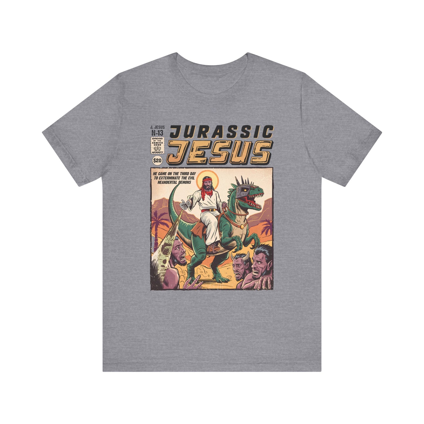 Jurassic Jesus Shirt – Dino-Riding Savior Comic Book Christian Tee