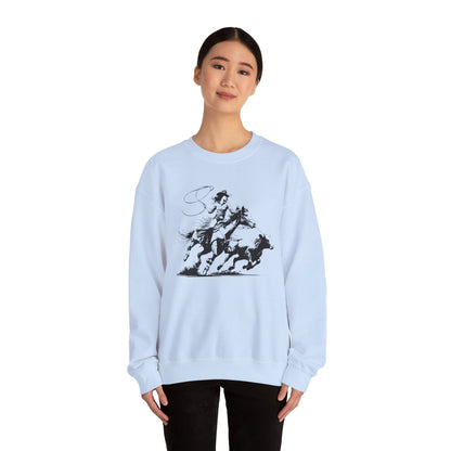 Cowgirl Roping Calf Sweatshirt – Western Horse Rodeo Racing Farm Pullover