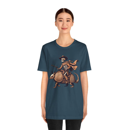 Cowboy Skeleton Riding Armadillo Shirt – Howdy Western Texas Rodeo Tee