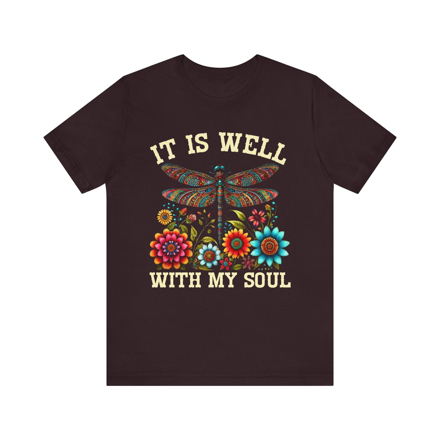 It Is Well With My Soul Shirt – Boho Dragonfly Floral Christian Hymn Faith Tee