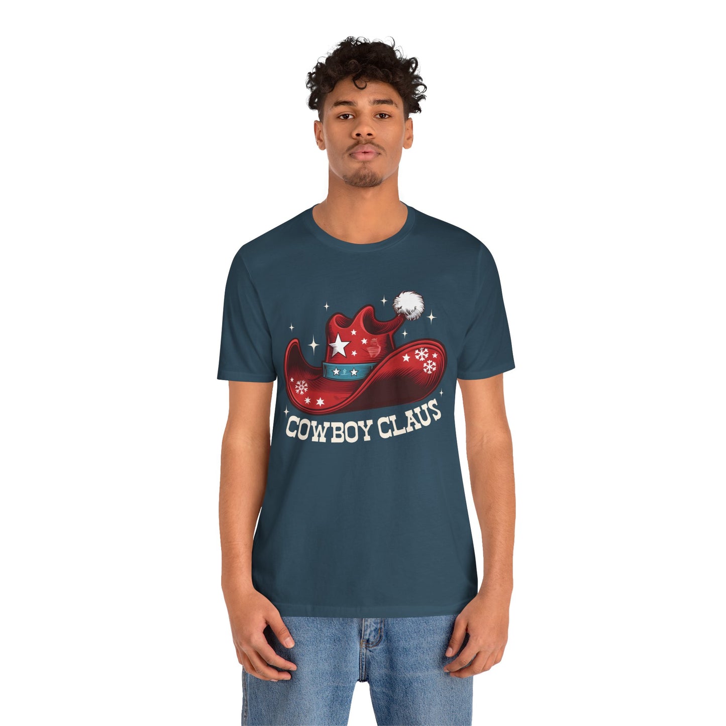 Cowboy Claus Christmas Shirt – Western Santa Hat Funny Cowboy Holiday Tee