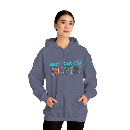 Dream Create Share Inspire Hoodie – Motivational Teacher Western Pullover