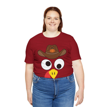 Thanksgiving Couples Turkey Face Shirt – Funny Cowboy & Cowgirl Matching Tee