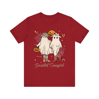 Ghostal Coastal Cowgirl T-Shirt, Western Ghost Halloween Tee, Spooky Cute Rodeo Shirt