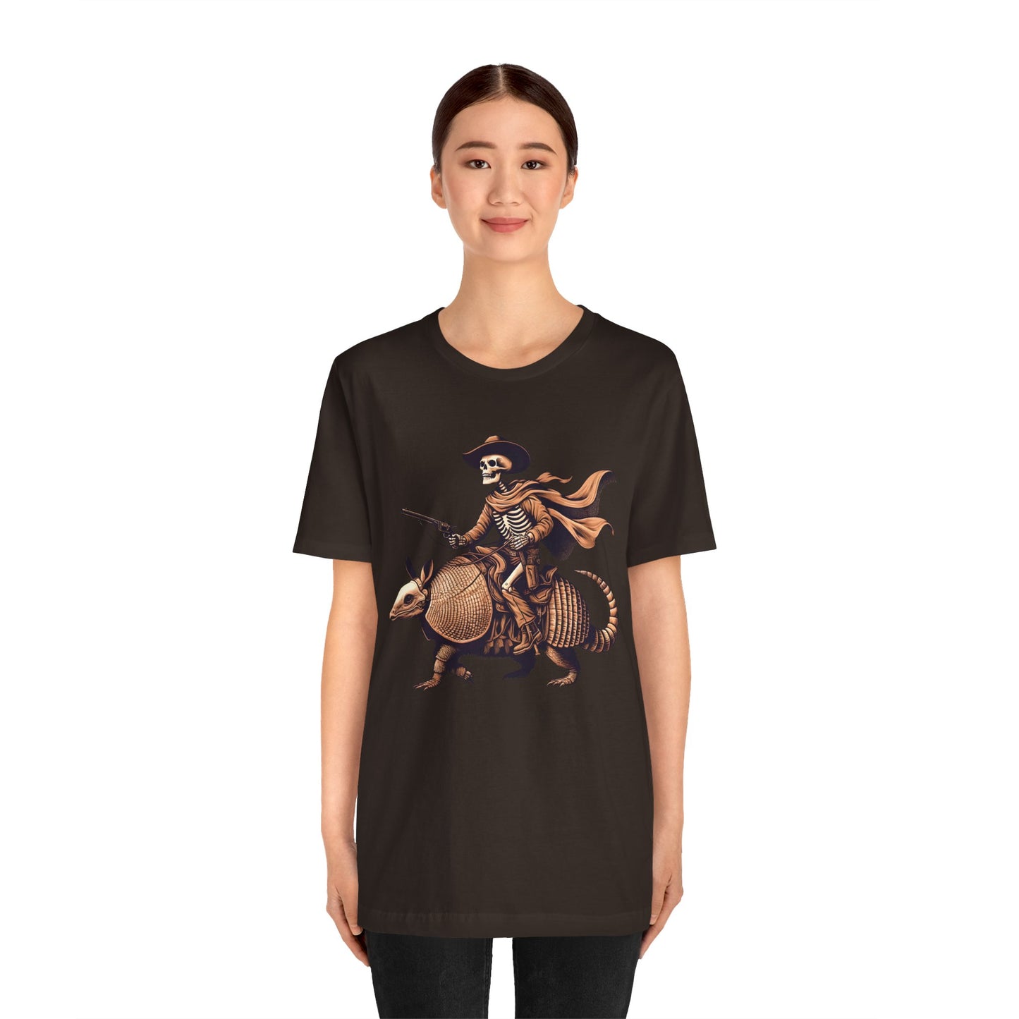 Cowboy Skeleton Riding Armadillo Shirt – Howdy Western Texas Rodeo Tee