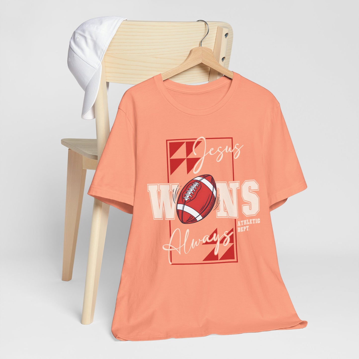 Jesus Wins Always Shirt – Christian Football Faith Player Sports Tee