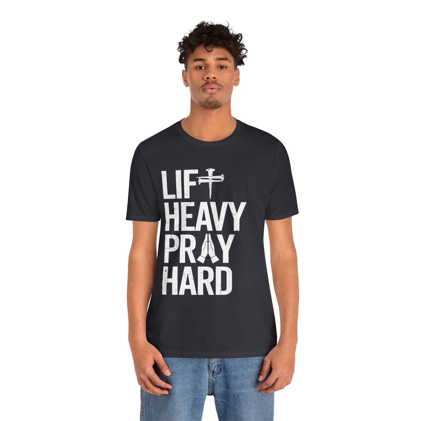 Lift Heavy Pray Hard Cross Nails Trendy Christ Gym Vintage T-Shirt