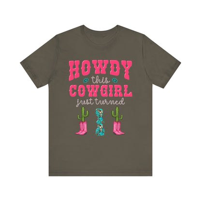 Howdy This Cowgirl Just Turned 1 Shirt – Western First Birthday Girl Rodeo Party Tee