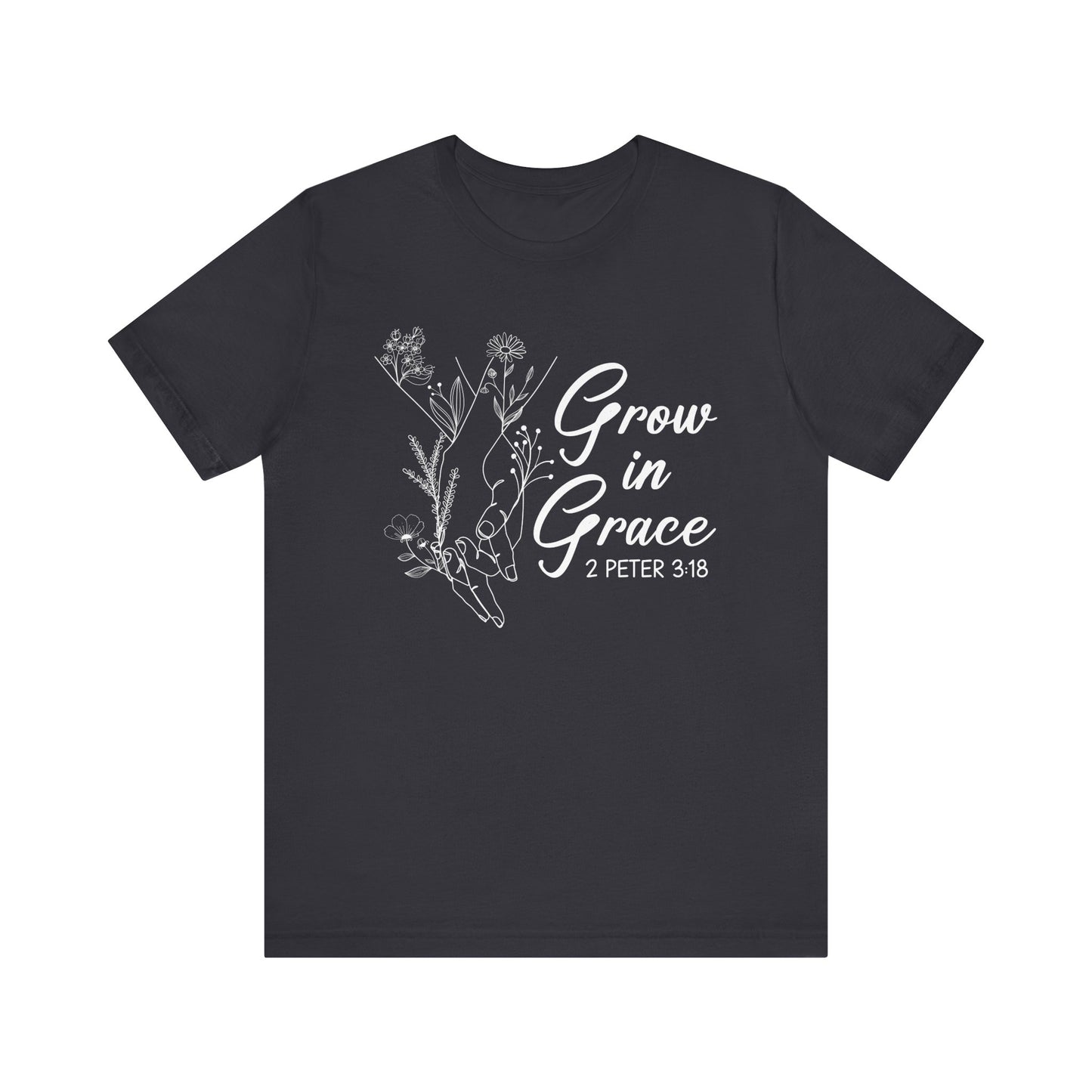Grow in Grace Shirt – 2 Peter 3:18 Floral Christian Faith Bible Verse Tee