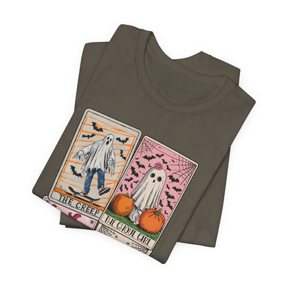 Halloween Tarot Card Ghost Shirt – The Creep, The Ghoul Girl, The Floaty Tee