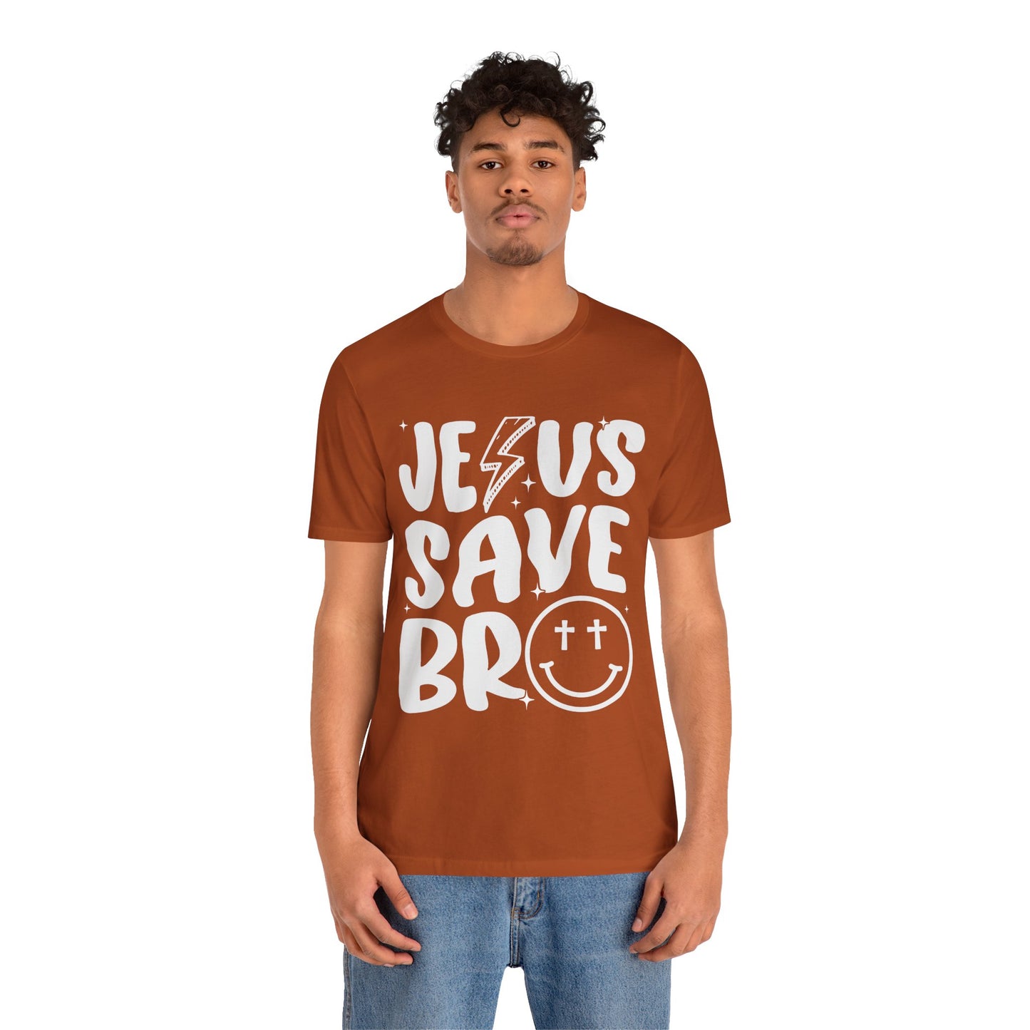 Jesus Saves Bro Shirt – Funny Retro Christian Cross Christmas Faith Tee