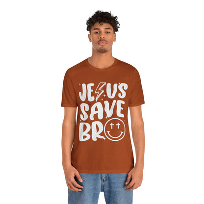 Jesus Saves Bro Shirt – Funny Retro Christian Cross Christmas Faith Tee
