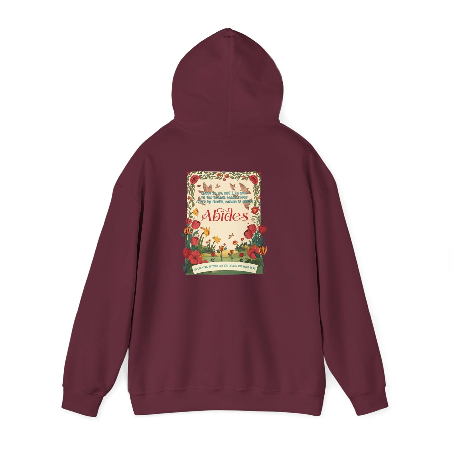 Abide in Me Hoodie – Faithful Blooms Bible Scripture Christian Pullover