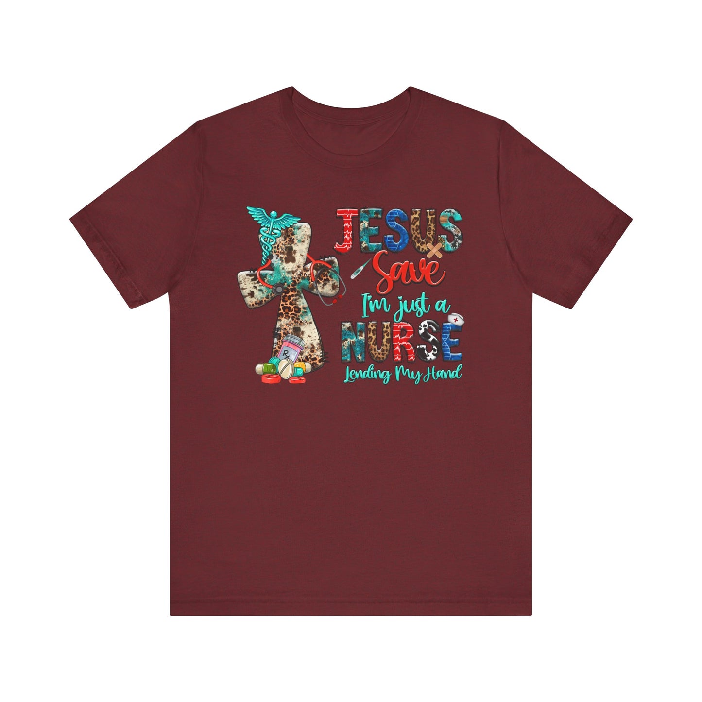 Jesus Save I’m Just a Nurse Shirt – Christian Leopard Print Western Faith Nurse Tee